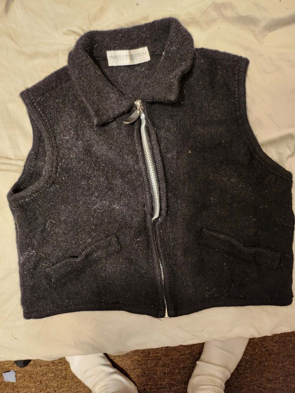 Valerie Stevens Petites 100% Pure Wool Full Zip Vest